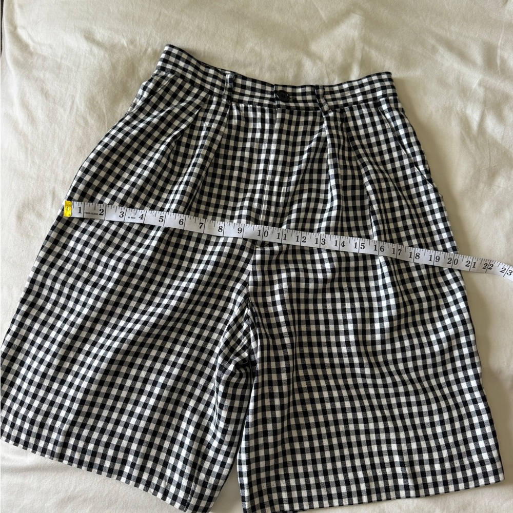 Vintage Rayon Pleated Gingham Bermuda Shorts - Picture 9 of 10